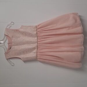 Purple Rose Girl's Skater Style Peachy Pink Brocade Sleeveless Tulle Dress Sz 10